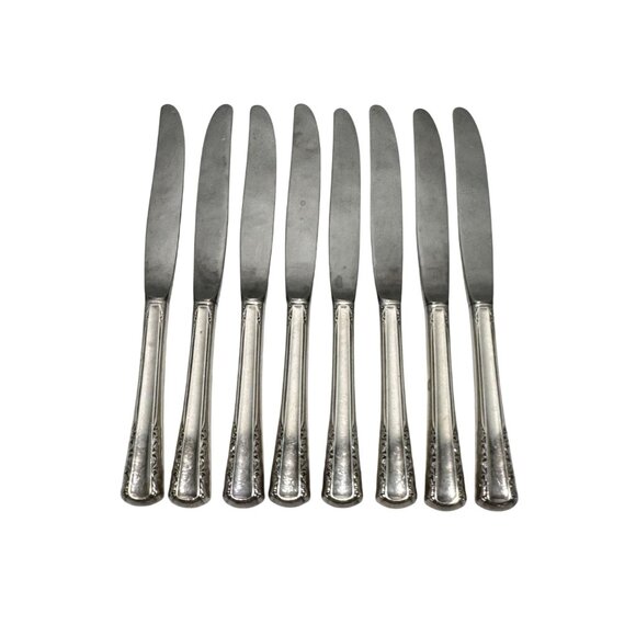 Vintage Holmes & Edwards May Queen Silver Plate Dinner Knives Set of 8 - Picture 4 of 5